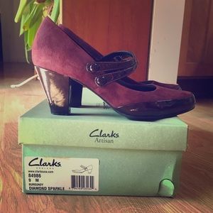 Clarks Purple Suede And Patent Leather Mary Jane 9